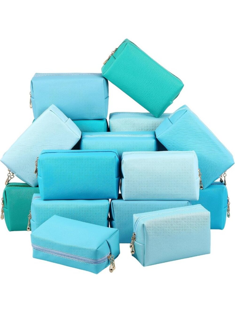 15 Pcs Aesthetic Leather Makeup Bags Set | Plain Cosmetic Pouches for Travel